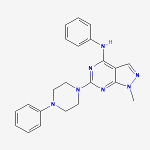 molecular formula C22H23N7 B11297338 1-methyl-N-phenyl-6-(4-phenylpiperazin-1-yl)-1H-pyrazolo[3,4-d]pyrimidin-4-amine 