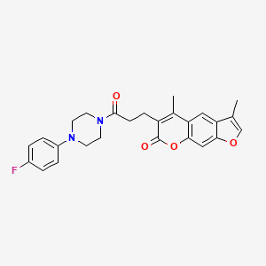 molecular formula C26H25FN2O4 B11297362 6-{3-[4-(4-fluorophenyl)piperazin-1-yl]-3-oxopropyl}-3,5-dimethyl-7H-furo[3,2-g]chromen-7-one 