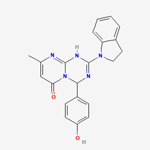 2-(2,3-dihydro-1H-indol-1-yl)-4-(4-hydroxyphenyl)-8-methyl-1,4-dihydro-6H-pyrimido[1,2-a][1,3,5]triazin-6-one