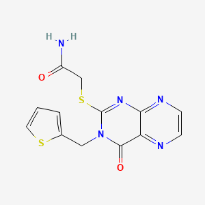 molecular formula C13H11N5O2S2 B11297490 2-({4-Oxo-3-[(thiophen-2-yl)methyl]-3,4-dihydropteridin-2-yl}sulfanyl)acetamide 