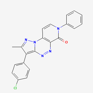 molecular formula C21H14ClN5O B11297500 3-(4-chlorophenyl)-2-methyl-7-phenylpyrazolo[5,1-c]pyrido[4,3-e][1,2,4]triazin-6(7H)-one 