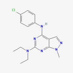 molecular formula C16H19ClN6 B11297508 N4-(4-chlorophenyl)-N6,N6-diethyl-1-methyl-1H-pyrazolo[3,4-d]pyrimidine-4,6-diamine 