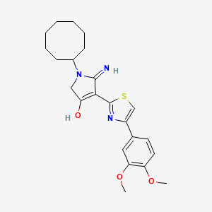 5-amino-1-cyclooctyl-4-[4-(3,4-dimethoxyphenyl)-1,3-thiazol-2-yl]-1,2-dihydro-3H-pyrrol-3-one