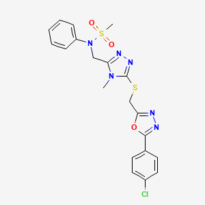 N-{[5-({[5-(4-chlorophenyl)-1,3,4-oxadiazol-2-yl]methyl}sulfanyl)-4-methyl-4H-1,2,4-triazol-3-yl]methyl}-N-phenylmethanesulfonamide