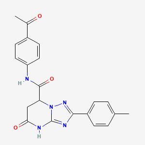 molecular formula C21H19N5O3 B11297558 N-(4-acetylphenyl)-2-(4-methylphenyl)-5-oxo-4,5,6,7-tetrahydro[1,2,4]triazolo[1,5-a]pyrimidine-7-carboxamide 