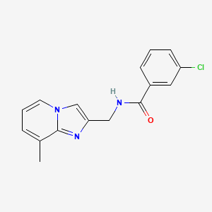 molecular formula C16H14ClN3O B11297572 3-Chloro-N-((8-methylimidazo[1,2-a]pyridin-2-yl)methyl)benzamide 