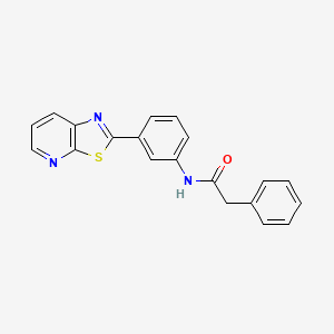 molecular formula C20H15N3OS B11297575 2-Phenyl-N-(3-{[1,3]thiazolo[5,4-B]pyridin-2-YL}phenyl)acetamide 