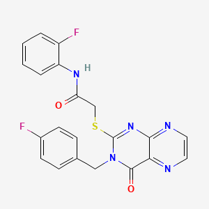 N-(2-fluorophenyl)-2-({3-[(4-fluorophenyl)methyl]-4-oxo-3,4-dihydropteridin-2-yl}sulfanyl)acetamide