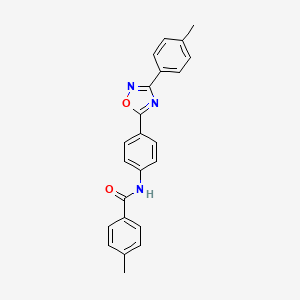 molecular formula C23H19N3O2 B11297586 4-methyl-N-{4-[3-(4-methylphenyl)-1,2,4-oxadiazol-5-yl]phenyl}benzamide 