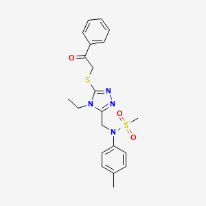 molecular formula C21H24N4O3S2 B11297599 N-({4-ethyl-5-[(2-oxo-2-phenylethyl)sulfanyl]-4H-1,2,4-triazol-3-yl}methyl)-N-(4-methylphenyl)methanesulfonamide 