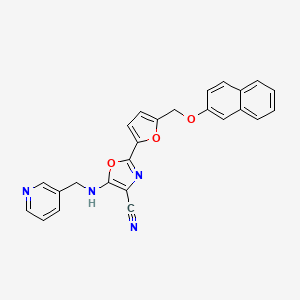 2-{5-[(Naphthalen-2-yloxy)methyl]furan-2-yl}-5-[(pyridin-3-ylmethyl)amino]-1,3-oxazole-4-carbonitrile