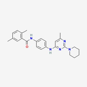 molecular formula C25H29N5O B11297701 2,5-Dimethyl-N-(4-{[6-methyl-2-(piperidin-1-YL)pyrimidin-4-YL]amino}phenyl)benzamide 