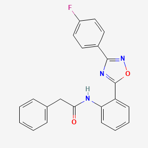 molecular formula C22H16FN3O2 B11297715 N-{2-[3-(4-fluorophenyl)-1,2,4-oxadiazol-5-yl]phenyl}-2-phenylacetamide 