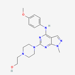 2-(4-{4-[(4-methoxyphenyl)amino]-1-methyl-1H-pyrazolo[3,4-d]pyrimidin-6-yl}piperazin-1-yl)ethanol