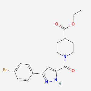 ethyl 1-[3-(4-bromophenyl)-1H-pyrazole-5-carbonyl]piperidine-4-carboxylate