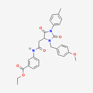 Ethyl 3-({[3-(4-methoxybenzyl)-1-(4-methylphenyl)-2,5-dioxoimidazolidin-4-yl]acetyl}amino)benzoate