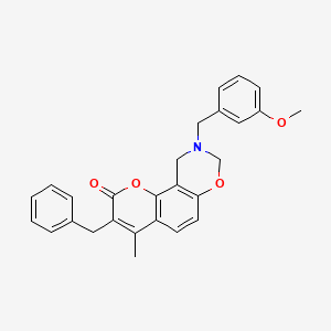 3-benzyl-9-(3-methoxybenzyl)-4-methyl-9,10-dihydro-2H,8H-chromeno[8,7-e][1,3]oxazin-2-one