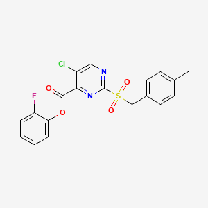 molecular formula C19H14ClFN2O4S B11297834 2-Fluorophenyl 5-chloro-2-[(4-methylbenzyl)sulfonyl]pyrimidine-4-carboxylate 