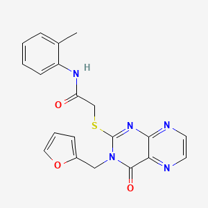 molecular formula C20H17N5O3S B11297840 2-{[3-(2-Furylmethyl)-4-oxo-3,4-dihydro-2-pteridinyl]sulfanyl}-N-(2-methylphenyl)acetamide 