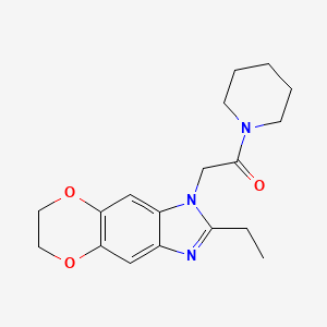 molecular formula C18H23N3O3 B11297852 2-(2-ethyl-6,7-dihydro-1H-[1,4]dioxino[2,3-f]benzimidazol-1-yl)-1-(piperidin-1-yl)ethanone 