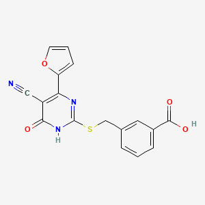 molecular formula C17H11N3O4S B11297900 3-({[5-Cyano-4-(furan-2-YL)-6-oxo-1,6-dihydropyrimidin-2-YL]sulfanyl}methyl)benzoic acid 