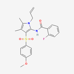 2-fluoro-N-{3-[(4-methoxyphenyl)sulfonyl]-4,5-dimethyl-1-(prop-2-en-1-yl)-1H-pyrrol-2-yl}benzamide