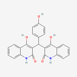 molecular formula C25H18N2O5 B11297942 3,3'-[(4-hydroxyphenyl)methanediyl]bis(4-hydroxyquinolin-2(1H)-one) 