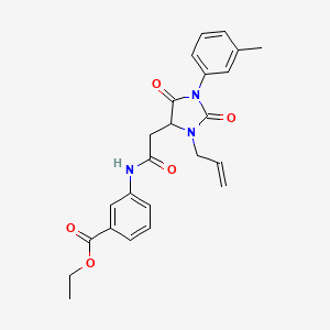 Ethyl 3-({[1-(3-methylphenyl)-2,5-dioxo-3-(prop-2-en-1-yl)imidazolidin-4-yl]acetyl}amino)benzoate