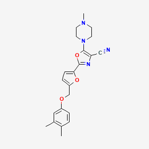 2-{5-[(3,4-Dimethylphenoxy)methyl]furan-2-yl}-5-(4-methylpiperazin-1-yl)-1,3-oxazole-4-carbonitrile