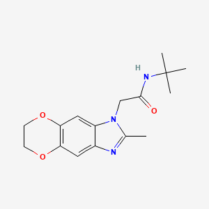 molecular formula C16H21N3O3 B11297999 N-tert-butyl-2-(2-methyl-6,7-dihydro-1H-[1,4]dioxino[2,3-f]benzimidazol-1-yl)acetamide 