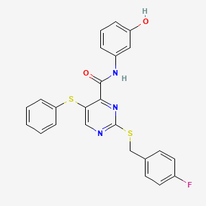 2-[(4-fluorobenzyl)sulfanyl]-N-(3-hydroxyphenyl)-5-(phenylsulfanyl)pyrimidine-4-carboxamide