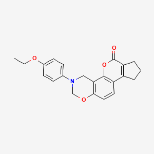 molecular formula C22H21NO4 B11298025 3-(4-ethoxyphenyl)-3,4,8,9-tetrahydro-2H-cyclopenta[3,4]chromeno[8,7-e][1,3]oxazin-6(7H)-one 