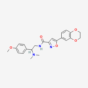 molecular formula C23H25N3O5 B11298076 5-(2,3-dihydro-1,4-benzodioxin-6-yl)-N-[2-(dimethylamino)-2-(4-methoxyphenyl)ethyl]-1,2-oxazole-3-carboxamide 