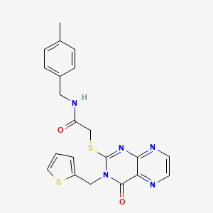 N-[(4-methylphenyl)methyl]-2-({4-oxo-3-[(thiophen-2-yl)methyl]-3,4-dihydropteridin-2-yl}sulfanyl)acetamide