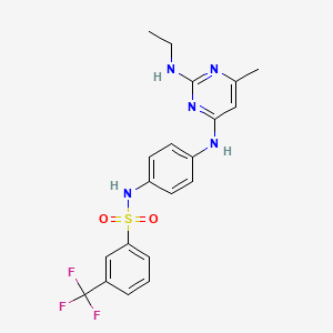 molecular formula C20H20F3N5O2S B11298094 N-(4-((2-(ethylamino)-6-methylpyrimidin-4-yl)amino)phenyl)-3-(trifluoromethyl)benzenesulfonamide 