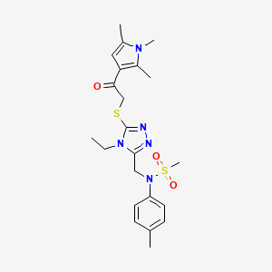 N-[(4-ethyl-5-{[2-oxo-2-(1,2,5-trimethyl-1H-pyrrol-3-yl)ethyl]sulfanyl}-4H-1,2,4-triazol-3-yl)methyl]-N-(4-methylphenyl)methanesulfonamide