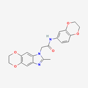 molecular formula C20H19N3O5 B11298162 N-(2,3-dihydro-1,4-benzodioxin-6-yl)-2-(2-methyl-6,7-dihydro-1H-[1,4]dioxino[2,3-f]benzimidazol-1-yl)acetamide 