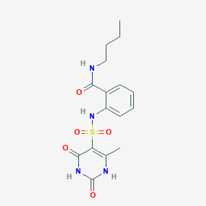 molecular formula C16H20N4O5S B11298169 N-butyl-2-{[(2-hydroxy-4-methyl-6-oxo-1,6-dihydropyrimidin-5-yl)sulfonyl]amino}benzamide 