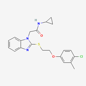 molecular formula C21H22ClN3O2S B11298179 2-(2-{[2-(4-chloro-3-methylphenoxy)ethyl]sulfanyl}-1H-benzimidazol-1-yl)-N-cyclopropylacetamide 