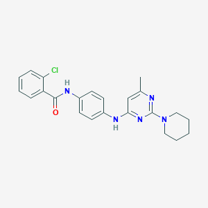 molecular formula C23H24ClN5O B11298219 2-Chloro-N-(4-{[6-methyl-2-(piperidin-1-YL)pyrimidin-4-YL]amino}phenyl)benzamide 