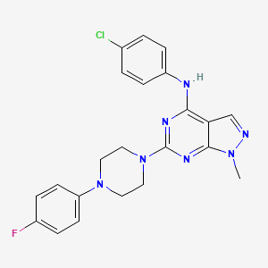 molecular formula C22H21ClFN7 B11298240 N-(4-chlorophenyl)-6-[4-(4-fluorophenyl)piperazin-1-yl]-1-methyl-1H-pyrazolo[3,4-d]pyrimidin-4-amine 