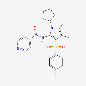 molecular formula C24H27N3O3S B11298303 N-{1-cyclopentyl-4,5-dimethyl-3-[(4-methylphenyl)sulfonyl]-1H-pyrrol-2-yl}pyridine-4-carboxamide 