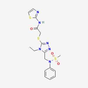 molecular formula C17H20N6O3S3 B11298321 2-[(4-ethyl-5-{[(methylsulfonyl)(phenyl)amino]methyl}-4H-1,2,4-triazol-3-yl)sulfanyl]-N-(1,3-thiazol-2-yl)acetamide 