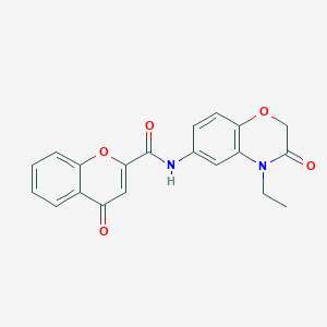 molecular formula C20H16N2O5 B11298326 N-(4-ethyl-3-oxo-3,4-dihydro-2H-1,4-benzoxazin-6-yl)-4-oxo-4H-chromene-2-carboxamide 