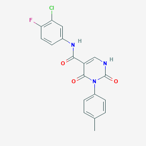 N-(3-chloro-4-fluorophenyl)-3-(4-methylphenyl)-2,4-dioxo-1,2,3,4-tetrahydropyrimidine-5-carboxamide