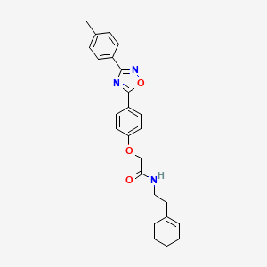 molecular formula C25H27N3O3 B11298428 N-[2-(cyclohex-1-en-1-yl)ethyl]-2-{4-[3-(4-methylphenyl)-1,2,4-oxadiazol-5-yl]phenoxy}acetamide 