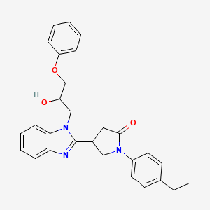 molecular formula C28H29N3O3 B11298432 1-(4-ethylphenyl)-4-[1-(2-hydroxy-3-phenoxypropyl)-1H-benzimidazol-2-yl]pyrrolidin-2-one 