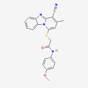 molecular formula C22H18N4O2S B11298488 2-[(4-cyano-3-methylpyrido[1,2-a]benzimidazol-1-yl)sulfanyl]-N-(4-methoxyphenyl)acetamide 