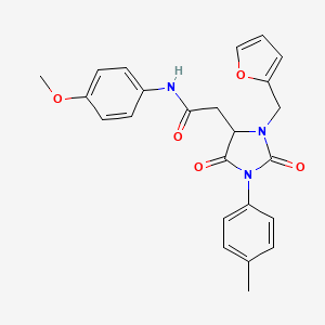 2-[3-(furan-2-ylmethyl)-1-(4-methylphenyl)-2,5-dioxoimidazolidin-4-yl]-N-(4-methoxyphenyl)acetamide