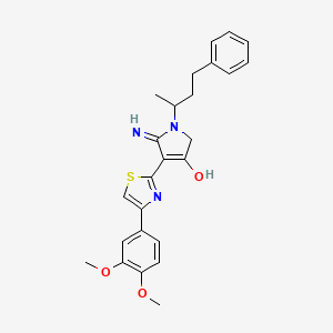 molecular formula C25H27N3O3S B11298555 5-amino-4-[4-(3,4-dimethoxyphenyl)-1,3-thiazol-2-yl]-1-(1-methyl-3-phenylpropyl)-1,2-dihydro-3H-pyrrol-3-one 